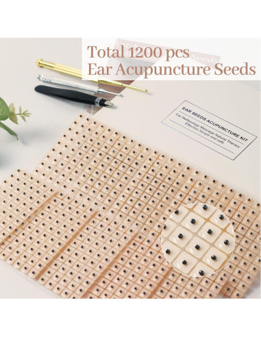 Kit de Acupuntura de Oído Tophld 1200 Semillas y Herramientas