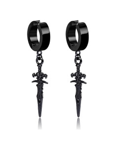Pendientes de Aro Colgantes Espada Punk Acero Inoxidable Hipoalergénico