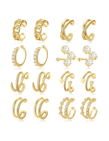 Conjunto 16 Pendientes Falsos Clip Oro 17KM Mujeres