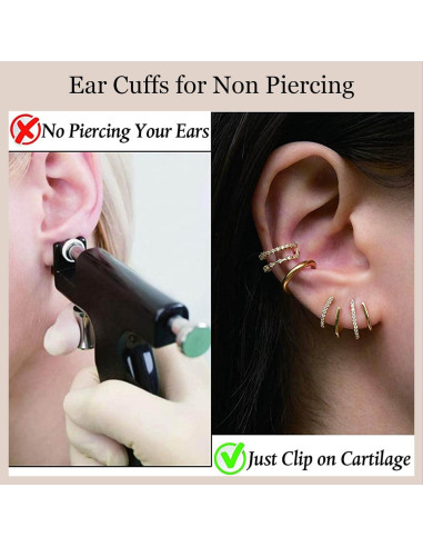 Conjunto 16 Pendientes Falsos Clip Oro 17KM Mujeres