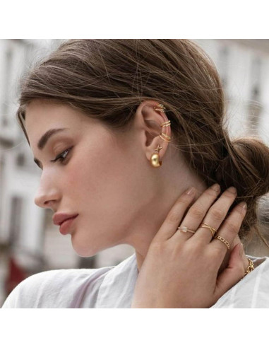 Conjunto 16 Pendientes Falsos Clip Oro 17KM Mujeres