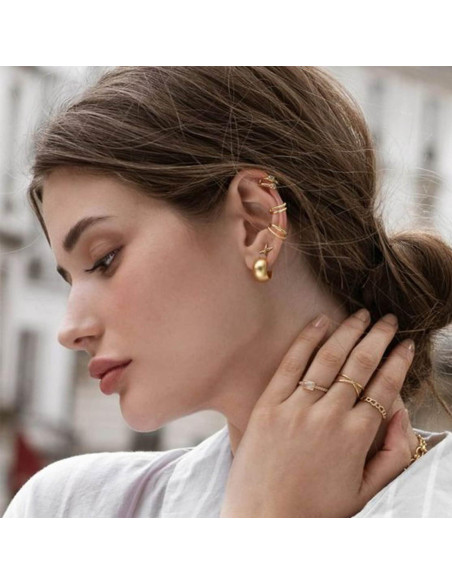 Conjunto 16 Pendientes Falsos Clip Oro 17KM Mujeres