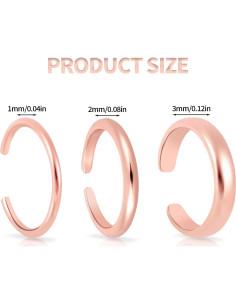3 Anillos Ajustables de Cobre Mikovivi - Grosor 1mm, 2mm, 3mm 2