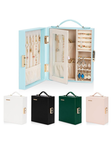 Estuche de Joyería de Viaje Enthralite Azul con Espejo