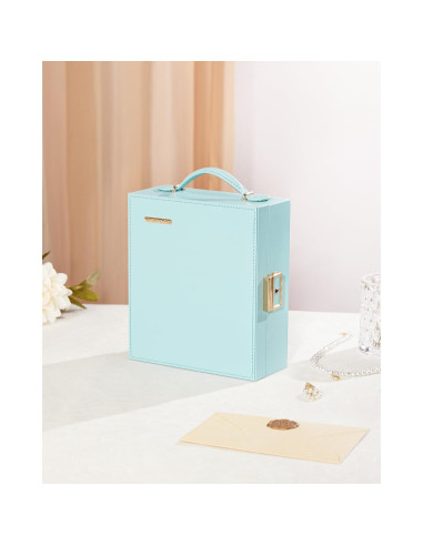 Estuche de Joyería de Viaje Enthralite Azul con Espejo