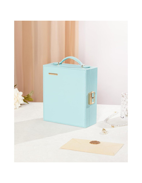 Estuche de Joyería de Viaje Enthralite Azul con Espejo