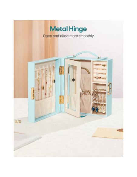 Estuche de Joyería de Viaje Enthralite Azul con Espejo