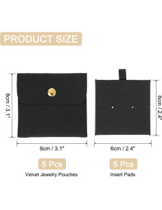 Bolsas de Joyas de Terciopelo uxcell 5 Pcs 8x8cm con Botón 2