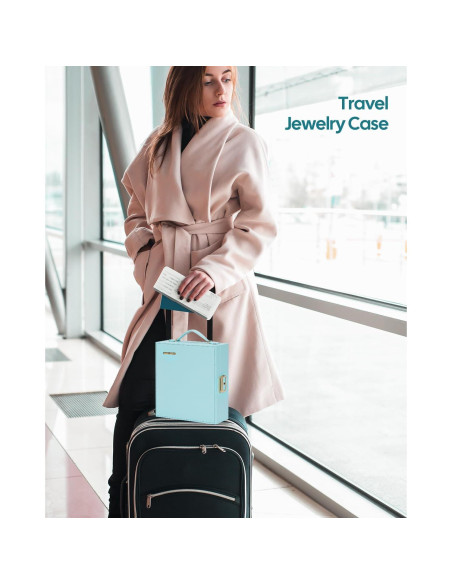Estuche de Joyería de Viaje Enthralite Azul con Espejo