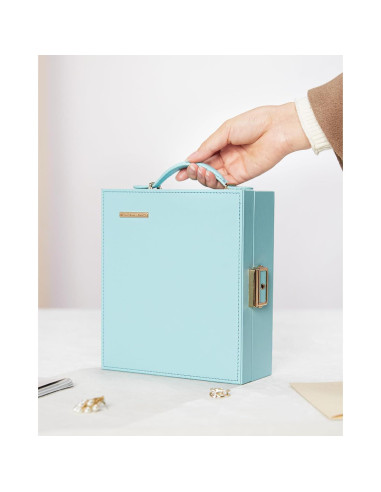 Estuche de Joyería de Viaje Enthralite Azul con Espejo