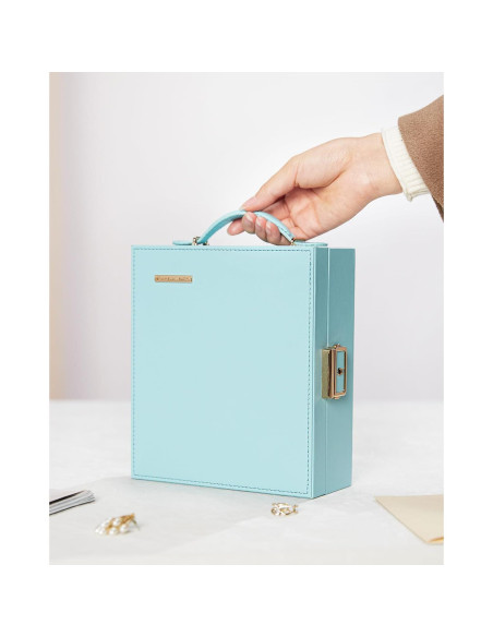 Estuche de Joyería de Viaje Enthralite Azul con Espejo