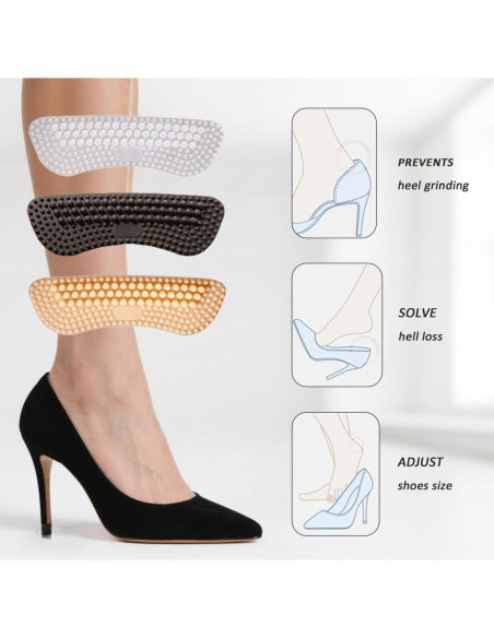 6 Pares de Agarraderas de Silicona JUZI para Talones - Gel Antideslizante