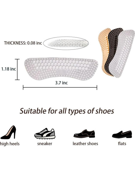 6 Pares de Agarraderas de Silicona JUZI para Talones - Gel Antideslizante