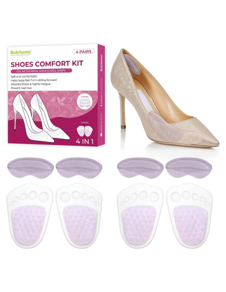 Juego de Almohadillas de Gel Bukihome para Tacones - Alivio Dolor Metatarsal