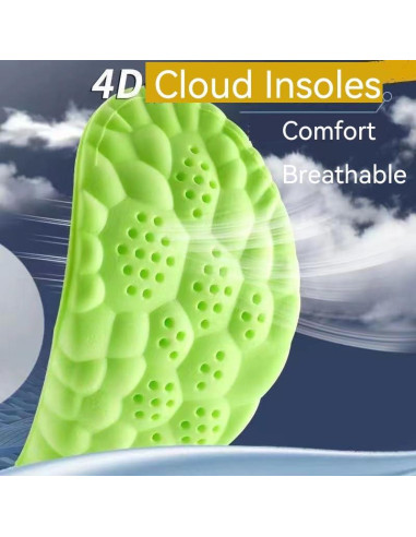 2 Pares de Plantillas 4D Cloud Unisex - Espuma Viscoelástica Verde