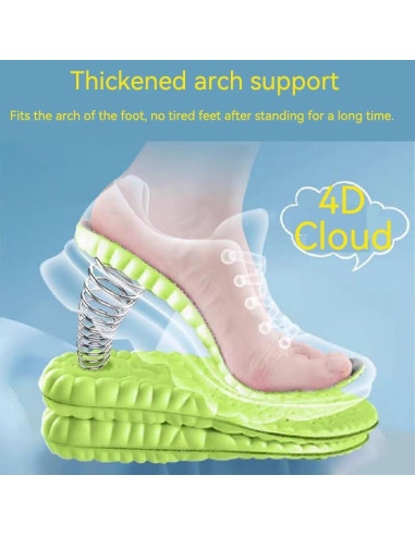 2 Pares de Plantillas 4D Cloud Unisex - Espuma Viscoelástica Verde