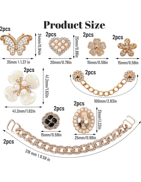 18 Encantos Brillantes para Zapatos WAQYGZO Decoración Floral