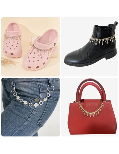 Cadenas de Zapatos Bling Bellaqueo para Niñas - Borlas Plateadas