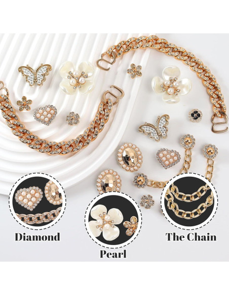 18 Encantos Brillantes para Zapatos WAQYGZO Decoración Floral