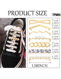 7 Clips Decorativos para Cordones de Zapatos Metal Dorado 2