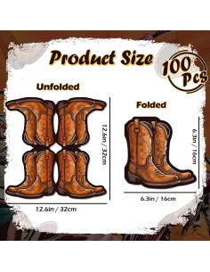 100 Servilletas de Papel Western Bota Cowboy 32x32 cm 2