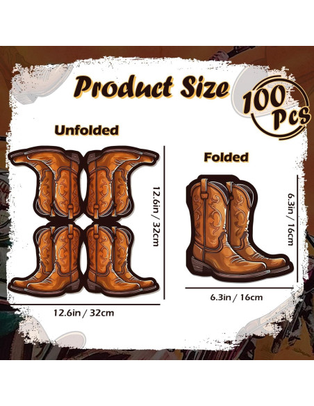 100 Servilletas de Papel Western Bota Cowboy 32x32 cm