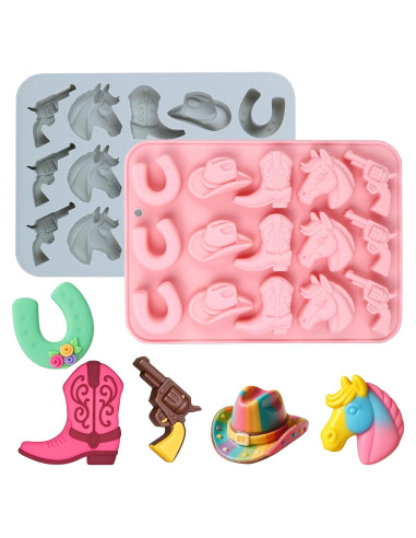Moldes de Chocolate Palksky Vaquero 2Pcs Silicona Antiadherente