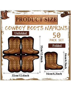 50 Servilletas en Forma de Bota de Vaquero Justforjoyful 2