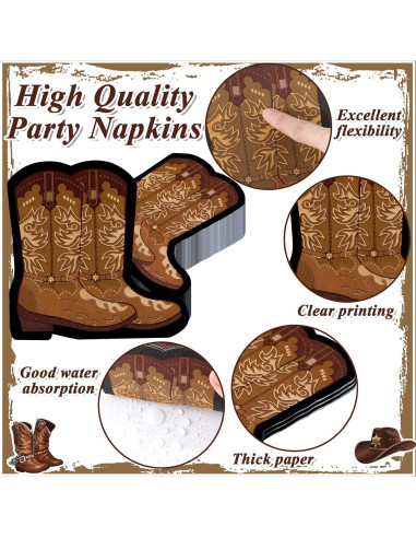 50 Servilletas en Forma de Bota de Vaquero Justforjoyful