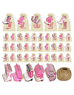 50 Bolsas de Regalo de Arpillera Cowboy 15x10 cm con Etiquetas