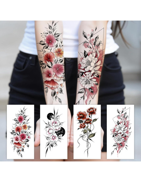 Tatuajes Temporales Cerlaza Flores Sexys - 12 Hojas