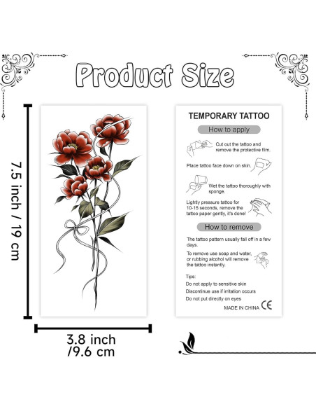 Tatuajes Temporales Cerlaza Flores Sexys - 12 Hojas