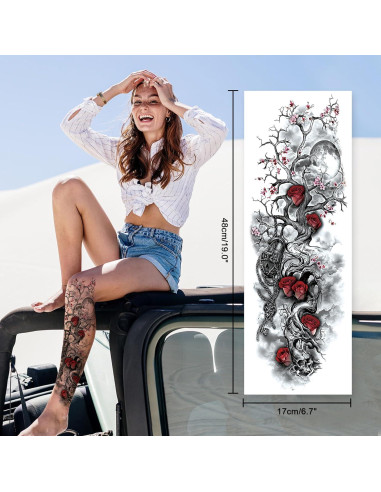 Manga Completa de Tatuajes Temporales Flora CUTELIILI - 8 Hojas