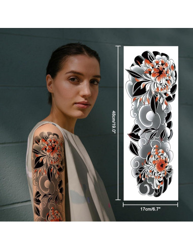 Manga Completa de Tatuajes Temporales Flora CUTELIILI - 8 Hojas