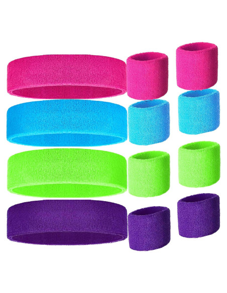 Conjunto de cintas absorbentes y muñequeras ZLXO 80s 4 colores