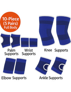 Juego de 5 Soportes de Compresión BNYD para Rodilla, Codo, Muñeca, Palma y Tobillo 2