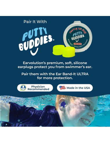 Banda para la Cabeza Ear Band-It Ultra Neopreno Natación Niños y Adultos