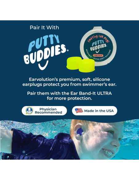 Banda para la Cabeza Ear Band-It Ultra Neopreno Natación Niños y Adultos