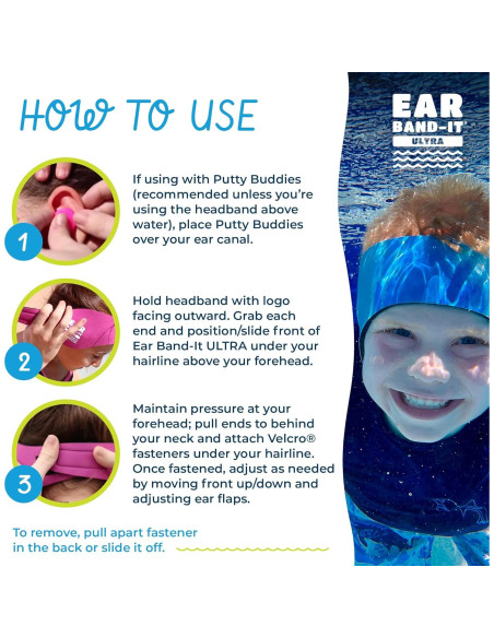 Banda para la Cabeza Ear Band-It Ultra Neopreno Natación Niños y Adultos