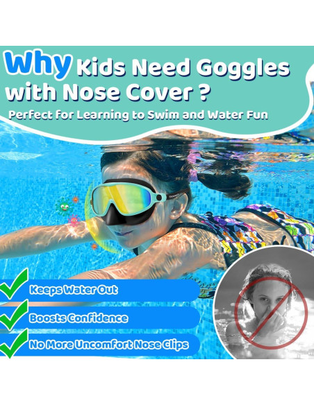 Gafas de natación Vvinca para niños con cubierta de nariz - 2 pares Gafas de natación Vvinca para niños con cubierta de nariz - 2 pares