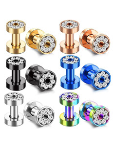 Expansores de Oreja IRONBOX 8 Tamaños Acero Inoxidable 00G