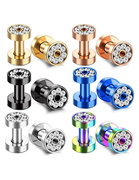 Expansores de Oreja IRONBOX 8 Tamaños Acero Inoxidable 00G