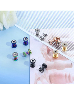 Expansores de Oreja IRONBOX 8 Tamaños Acero Inoxidable 00G 2