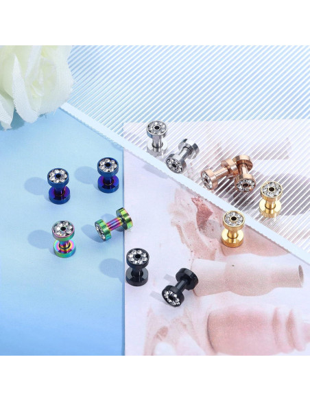 Expansores de Oreja IRONBOX 8 Tamaños Acero Inoxidable 00G