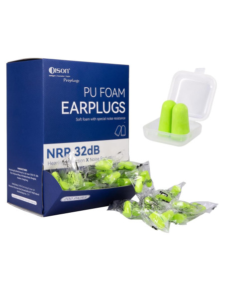 200 Pares Tapones de Espuma DISON 35dB Protección Auditiva Verde