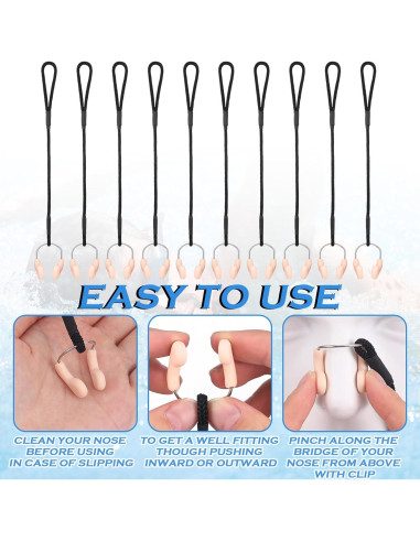 Hiboom 10 Tapones de Nariz de Silicona para Natación Ajustables