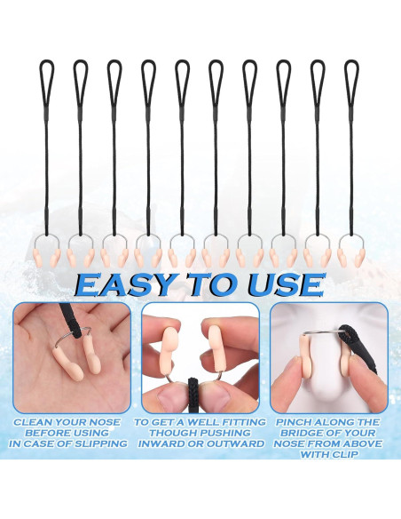 Hiboom 10 Tapones de Nariz de Silicona para Natación Ajustables