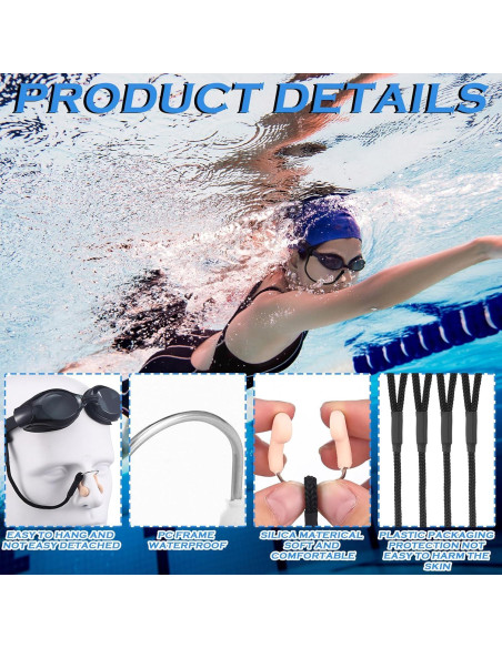 Hiboom 10 Tapones de Nariz de Silicona para Natación Ajustables