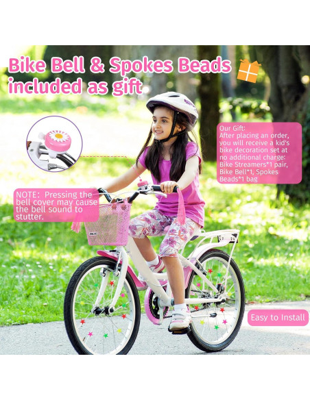 Cesta de Bicicleta para Niños Zacro Rosa con Timbre y Streamers