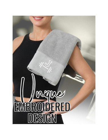 Toalla de Gimnasio Monogramada CybGene Gris 110x32 cm